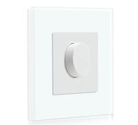 Glass Light Switches 1 Gang 2 Way + 1 Gang 2 Way Screwless Toggle Switch, 10A Rocker Tactile Wall Switch, Crystal White Finish, 146mm