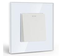 Glass Light Switches 1 Gang 2 Way + 1 Gang 2 Way Screwless Toggle Switch, 10A Rocker Tactile Wall Switch, Crystal White Finish, 146mm