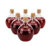 Glass liqueur bottles, cork-top bottles, decorative, vinegar, 260 ml, set of 6