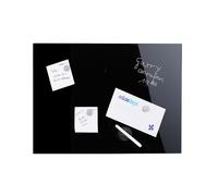Relaxdays Glass Magnetic Dry Erase Memo Board, Writable, 3 Magnets, Safety Glass Magnet Board 100 x 60 cm, Black