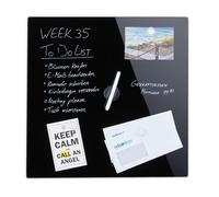 Relaxdays Glass Magnetic Dry Erase Memo Board, Writable, 3 Magnets, Safety Glass Magnet Board 50 x 50 cm, Black