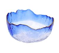 Glass Manicure Soaking Bowl 13.5cm for Nail Polish Removal | Gradient blue gilded finish, soak off gel and acrylic, compact finger bath for salon or home use