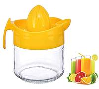 Glass Manual Fruit Juicer Hand Press Lemon Lime Orange Citrus Squeezer Jug (Yellow)