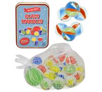 Glass Marbles Game Set With Traditional Rules Retro Tin