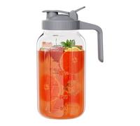 Glass Mason Jar Pitcher, 64 oz Wide Mouth Jug with Pour Spout Handle Lid for Cold Brew Coffee, Ice Beverage, Iced Juice, Lemonade, Sun Tea, Fruit Drinks Container
