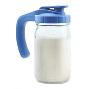 Glass Mason Jar Pitcher with Lid - Wide Mouth,1 Quart (32oz / 1 Liter) LIVEBAY Breast Milk Pitcher, Heavy Duty Glass Breastmilk Storage Container for Sun Tea, Juice, Cold Brew Coffee