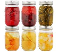 Glass Mason Jars with Airtight Lids - Set of 6, 500ml | Leak-Proof Food Storage Containers for Jam, Honey, Yogurt, Dried Fruit, Pulses & Pantry Organisation | Reusable Glass Jar with Screw Top Lid