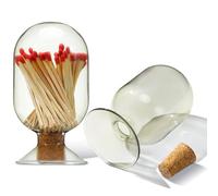 Glass Match Holder,Match Bottle Glass Matches Holder Matches Cloche Decorative Matches Jar Smoke Grey Glass Matches Cloche for 4 Inch Matches Trendy Fireplace Display Decor, Not Include Matches(5 Inch