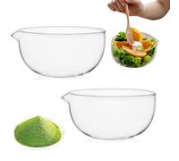 Glass Matcha Bowl, 600ml Borosilicate Mixing Bowl with Spout, Set of 2 | Borosilicate Glass, 600ml Capacity, Drip-Free Spout, Dishwasher Safe, Set of 2
