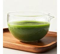 Glass Matcha Bowl with Spout - 500ml Clear Textured Matcha Cup, Japanese Style Matcha Glass Chawan for Whisking Green Tea, Salad & Dessert Mixing Bowl