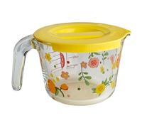 Glass Measuring Bowl 2 Cup Glass Measuring Cup with Lid, High Borosilicate Cups with Handle, Microwave & Oven Safe, Dual Scale for Dry (500ml)
