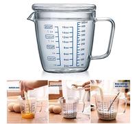Glass Measuring Cup,500ml Heat Resistant High Borosilicate Transparent Measuring Jug with Lid and Scale Ounce Measure Mug for Microwave,Tea,Cafe,Whiskey,Milk (500ml)