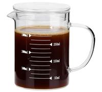 Glass Measuring Cup Jugs with Lid Borosilicate Graduated Glass Mug with Handle Pour Spout Clear Scale Mixing Beaker Microwave Cooking Baking Measuring Tool Measure Wine Milk Tea Coffee Cook 350ml