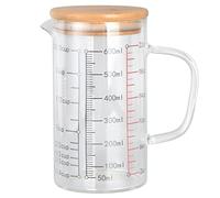 Glass Measuring Cup, V Shaped Nozzle Water Cup Clear Scale Transparent Jugs Cooking Tools with Comfortable Grip for Baking Mixing (600ml)