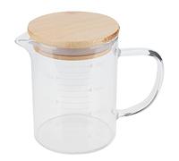 Glass Measuring Cup with Lid, 350ml/500ml Glass Measuring Jug Clear Liquid Measuring Cups with Measurement Scales and Spout Glass Measuring Jugs with Lid for Kitchen Kitchen Baking(350ml)