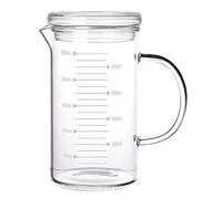 Glass Measuring Cup with Lid 500L Transparent Heat-Resistant Borosilicate Glass Mug Graduated Beaker Mug Teapot Jug Scale Cup Baking Measuring Container for Milk Coffee Hot Cold Water