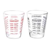 Glass Measuring Cups for Small Amounts of Liquids Such as Milk, Coffee, Cocktails, Whisky, Tequila, Spirits and Wine, 2 Pcs - One Red, One Black (30ML)