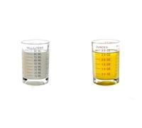 Glass Measuring Cups for Small Amounts of Liquids Such as Milk, Coffee, Cocktails, Whisky, Tequila, Spirits and Wine, 2 Pcs - One Red, One Black (90ML)