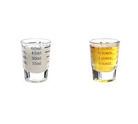 Glass Measuring Cups for Small Amounts of Liquids Such as Milk, Coffee, Cocktails, Whisky, Tequila, Spirits and Wine, 2 Pcs - One Red, One Black (60ML)