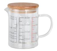 Glass Measuring Jug, 14 Oz 400ml Glass Measuring Cup Glasses Beaker Mug with Airtight Lid Graduated with Ergonomic Handle for Kitchen or Restaurant (M)