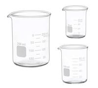 Glass Measuring Low Form Beaker Set 50ml 100ml 250ml Borosilicate Lab Beaker Set …