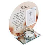 Glass Memorial Votive Tea Light Candle Holder with Photo Frame Tealight - Father