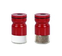 Glass & Metal Salt and Pepper Shaker - Set of 2 Red
