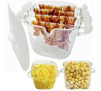 Glass Microwave Bacon Cooker, Microwave Popcorn Popper, 100oz Glass jar with Silicone Lid, Ramen Noodle Bowl and Vegetable Steamer, with Removable Glass Rod, Make 16pcs Bacon one time