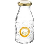Glass Milk Bottle with Twist Top Beverage & Liquid Storage Container Ideal for Dairy, Juices, Smoothies and Homemade Drinks (189ml)