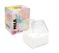 Glass Milk Carton Creamer Pitcher Cute Clear Kawaii Milk Carton Cup Mini Creamer Pitcher Container 12 Oz, 1Pcs