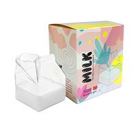 Glass Milk Carton Creamer Pitcher, Cute Clear Milk Carton Cup Creamer Pitcher Container 12 Oz