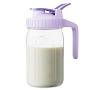 Glass Milk Jug, 32oz Leakproof Glass Jug with Lid & V-Shaped Pour Spout, Dishwasher Safe Breast Milk Storage Bottle for Home