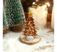 Glass Mini Christmas Tree Ornaments - Small Glass Christmas Tree & Mini Winter Figurines for Crafts, Holiday & Xmas Party Decor