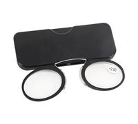glass Mini Nose Clip, Branchless Magnifying Lens, Mini Portable Reading Glasses, Lightweight Eyewear for Men and Women, Vintage +2.0, Black