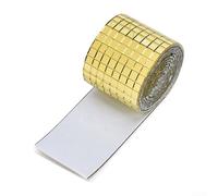 Glass mini square mirror mosaic self tiles 5mm by 5mm brick stickers for creating decorative reflective patterns and enhancing room brightness (Gold)