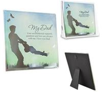 Glass Mirror Hanging Wall Plaque Reflection Box Gift Set Home With Stand Picture Message My Dad