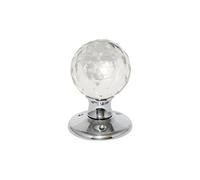 Glass Mortice Ball Door Knob - Chrome Plated Backplate