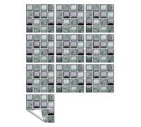 Glass Mosaic Tiles, 10 Pcs PVC Self-Adhesive Mosaic Tile Stickers Multicolor Multiple Sizes(Color 3,10X10cmX10pcs)