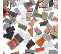 Glass Mosaic Tiles DIY Craft Pieces for Planter Boxes and Drinkware | Black Glass, Polished Shiny Finish, Wear Resistant and Easy Application for School Art Projects Random Color