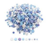 Glass Mosaic Tiles Mixed Size Iridescent Flat Surface for Crafts | Smooth Blue Pieces, Flexible Arrangements, Easy to Adhere, Suitable for Detailed DIY Home Décor and Art Projects