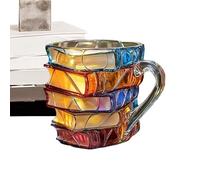 Glass Mug Book Shape - Vintage Coffee Cup, Artistic Design 3D Reader | Decorative Holder with Collector Call for Men Women Students Adult Booksellers Booksellers