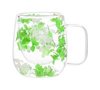 Glass Mug - Insulated Mug | Coffee Mug | Double Wall Glass Mugs | Dried Flower Insulated Coffee Cup | Clear Heat Insulation Cup | Insulated Tea Mugs With Handle 200ml For Juice, & Beverages Water