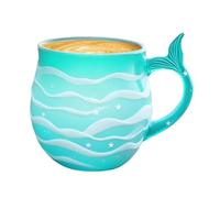 Glass Mug | Mermaid Tail Handle Sea Wave,Coffee Glasses Mermaid Drinking Cups,for Hot Cold Beverage Milk Water Juice Home Decor Office Dorm Restaurant Bar Adults Kids Birthday