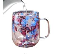 Glass Mugs - Pro | Dried Flowers - Double Wall Glass Coffee Cups with Dried Flowers and Handle for Tea, Whiskey, Beer, Outdoor, Garden and Balcony, High Performance | 2026 Professional