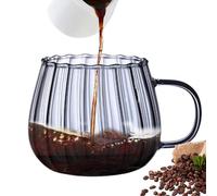 Glass Mugs Tea Cups - 400ML Ribbed Glass Cups, Convex Large Capacity Glass Mugs, Clear Pumpkin Mugs for Americano, Latte, Cappuccino