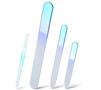 Glass Nail File and Cuticle Pusher Set, Gradient Blue Double Sided Crystal Nail Buffers for Natural Nails and Acrylic Nails Pedicure Manicure Tools