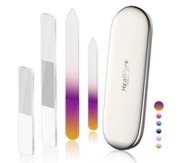 Glass Nail File and Shiner - 4PC Double Sided Etched Crystal Nail Buffer Files and Nano Nail Polishers, Professional Salon Manicure Tools Kit for Acrylic and Natural Nail (Gradient)