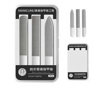 Glass Nail File - High Density Nano Glass, Compact & Portable, Dishwasher Safe, for Nail Care at Home and On the go, Ideal for Women & Manicure Professionals - 3 Shapes (9 cm)