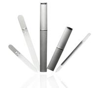 Glass Nail Files Cuticle Trimmer Set, Manicure Fingernail Files in Case - Precision Filing, Gentle on Natural Nails & Cuticles - Bona Fide Beauty Premium Czech Glass