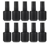 Glass Nail Polish Bottle 12pcs with Brush, Empty Varnish 15ml | Smooth Black Finish, Label-ready Surface, Easy Opening, for Salon Sessions, DIY Colour Mixing